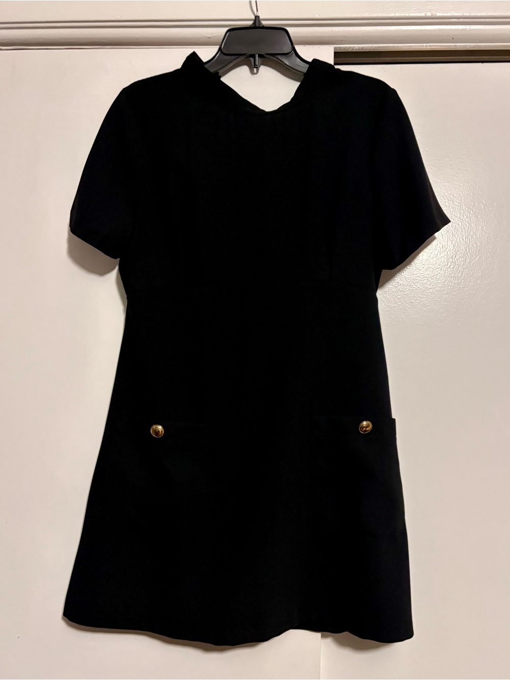 Zara Black Mini Dress with Gold Button Details